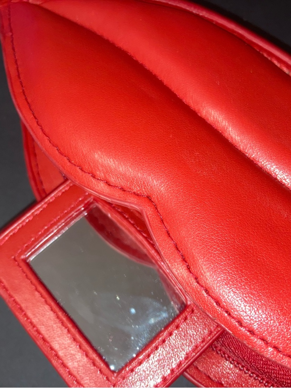 Red Heart-Shaped Crossbody Bag with Mirror